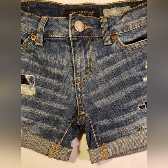 Aeropostale Midi Distressed Shorti Shorts Women’s Size 00 Blue - Picture 2 of 8